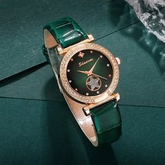 6-Piece Green Luxury Quartz Watch Set