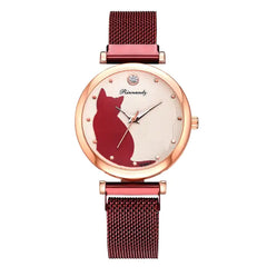 Fashionable Feline Watch Set for Women