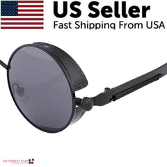 Retro Round Polarized Gothic Steampunk Sunglasses