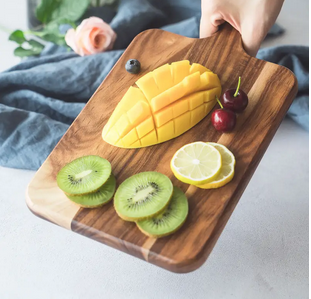 Acacia Wood Cutting Board w Handle & Serving Tray