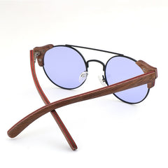 Custom Retro Round Frame Shades w Bamboo Details