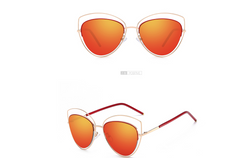 Polarized Cat's Eye Sunglasses w Metal Temples