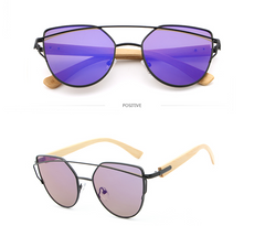 Cat's Eye Sunglasses w Bamboo Temples