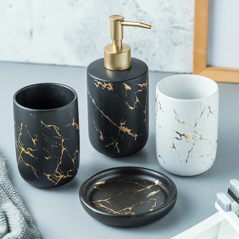 Nordic Luxury Marble Ceramic Bathroom Set