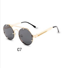 Round Steampunk Metal Sunglasses