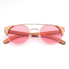 Custom Retro Round Frame Shades w Bamboo Details