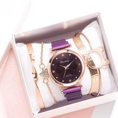 5-Piece Women's Luxury Magnet Buckle Watch & Bracelet Set