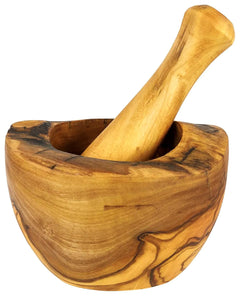 Olive Wood Rustic Mortar & Pestle