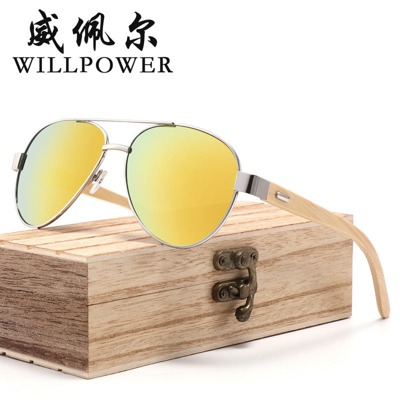 Unisex Bamboo Pilot Sunglasses