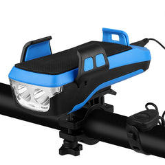 USB Rechargeable Bike Headlight w Phone Holder & Horn