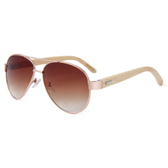 Unisex Bamboo Pilot Sunglasses