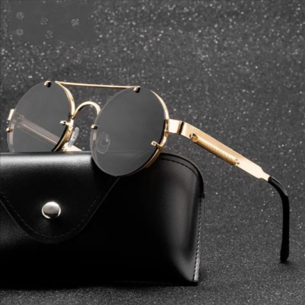 Round Steampunk Metal Sunglasses