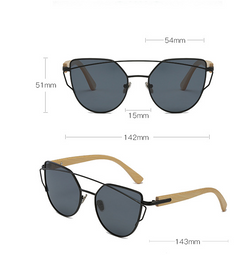 Cat's Eye Sunglasses w Bamboo Temples