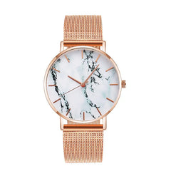 Women's Luxury Rose Gold Mesh Band Marble Watch