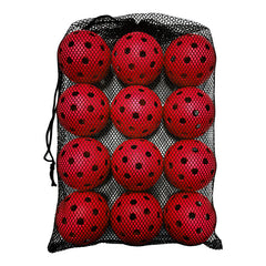 12 Assorted Colors Plastic Pickleball Balls w Net Bag