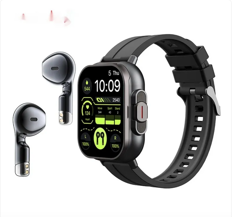 2-in-1 Smartwatch w TWS Bluetooth Earbuds & Heart Rate Monitor