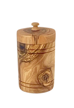 Olive Wood Spice Jar Salt Keeper w Lid