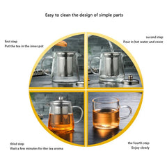 Heat Resistant Clear Glass Teapot Jug w Infuser