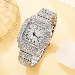 Women's Rhinestone Watch & Bracelet - 2-Piece Set