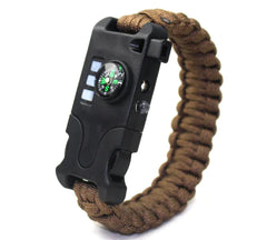 Rechargeable LED SOS Survival Bracelet w Compass