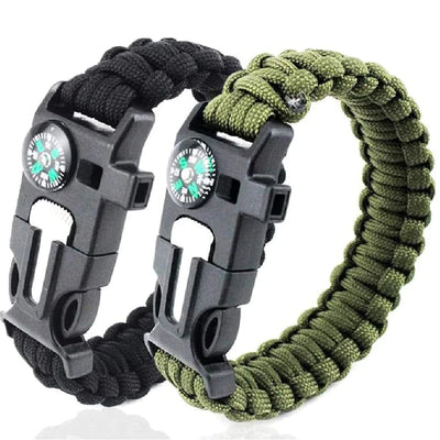 5-in-1 Paracord Survival Tactical Compass Bracelet - 2pcs