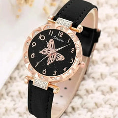 Luxury Rhinestone Butterfly Watch Set