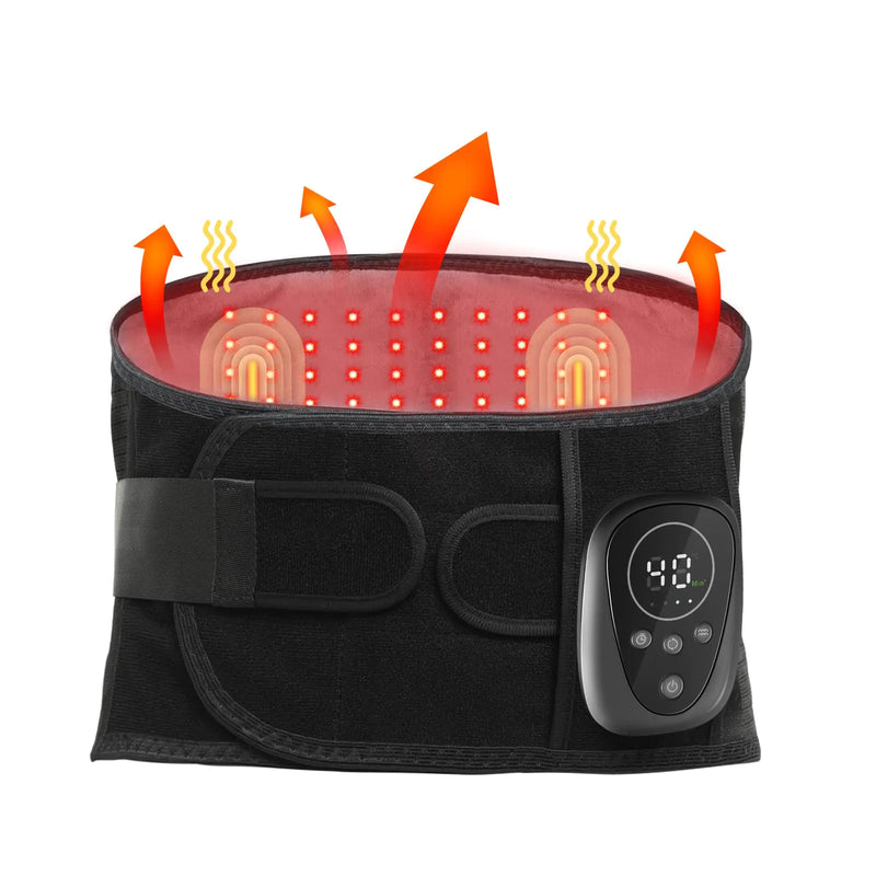 Cordless Lower Back-Brace Massager w Heat & Red Light Therapy