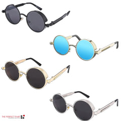 Retro Round Polarized Gothic Steampunk Sunglasses