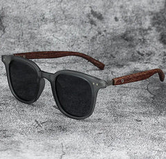 Unisex Retro Wood Grain Polarized Sunglasses