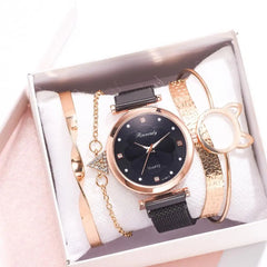 5-Piece Women's Luxury Magnet Buckle Watch & Bracelet Set