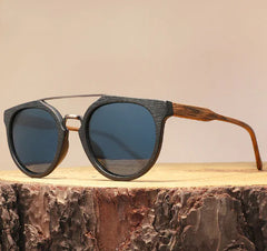 Vintage Wood Grain Polarized Unisex Sunglasses