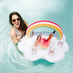Inflatable Rainbow Cloud Pool Cup Holder