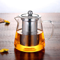 Heat Resistant Clear Glass Teapot Jug w Infuser