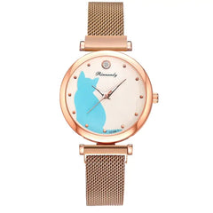 Fashionable Feline Watch Set for Women