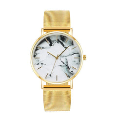 Women's Luxury Rose Gold Mesh Band Marble Watch