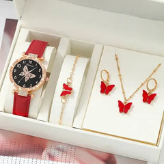 Luxury Rhinestone Butterfly Watch Set