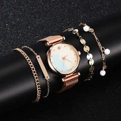 Fashionable Feline Watch Set for Women