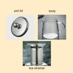 Heat Resistant Clear Glass Teapot Jug w Infuser