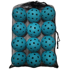 12 Assorted Colors Plastic Pickleball Balls w Net Bag