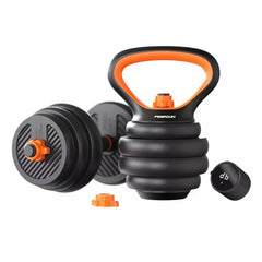 Rubberized Combo Dumbbell+Kettlebell+Removable Barbell