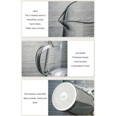 Heat Resistant Clear Glass Teapot Jug w Infuser