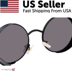 Retro Round Polarized Gothic Steampunk Sunglasses