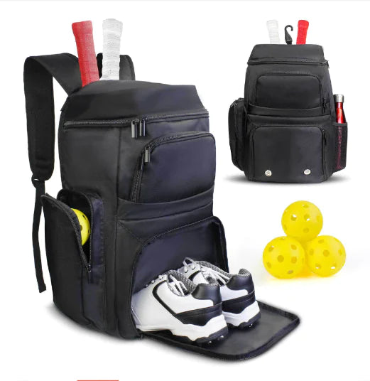 Large Capacity Pickleball Backpack w Shoe Compartment