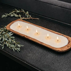 5-Wick Dough Bowl w Soy-Based White Tea Candle