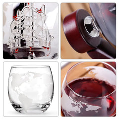 Whiskey Decanter Globe Glass Set