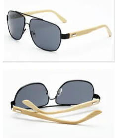 Wooden+Metal Pilot Sunglasses