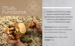 Mediterranean Olive Wood Cutting Board w Handle