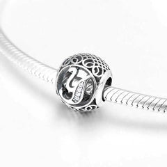 S925 Silver Beads w Stone Inlaid Alphabet