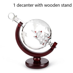 Whiskey Decanter Globe Glass Set