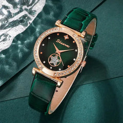 6-Piece Green Luxury Quartz Watch Set